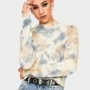 BDG Tops Tie Dye Textured Cropped Sweater