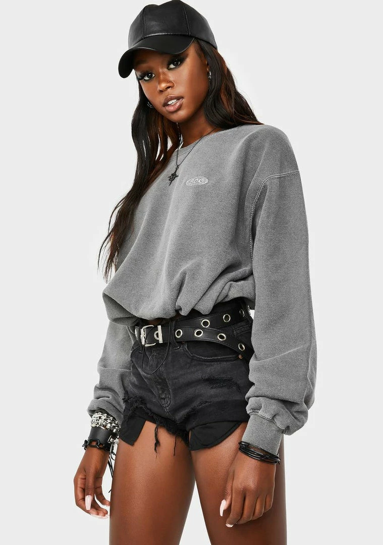 Best Sale π BDG Grey Marl Bubble Hem Sweatshirt Tops π€© 2 BDG Grey Marl Bubble Hem Sweatshirt Tops