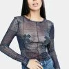 BDG Print Mesh Paisley Top