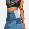 BDG Denim Patchwork Pelmet Skirt Bottoms