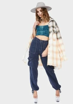 BDG Bottoms Dark Blue Linen Skate Trouser Pants