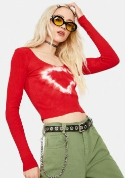 BDG Ribbed Heart Tie Dye Scoop Top Tops