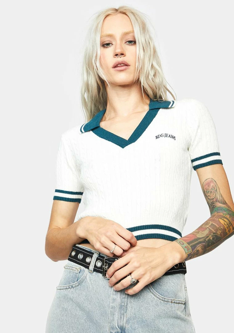 Top 10 π BDG V Neck Knit Polo Top π 1 BDG V Neck Knit Polo Top