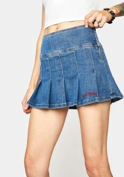 BDG Denim Pleated Mini Skirt Bottoms