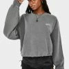 BDG Grey Marl Bubble Hem Sweatshirt Tops