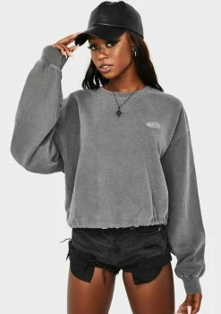 BDG Grey Marl Bubble Hem Sweatshirt Tops