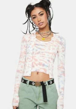 BDG Tie Dye Ribbed Twin Set Tops