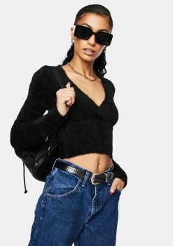 BDG Tops Fluffy Ballet Wrap Top