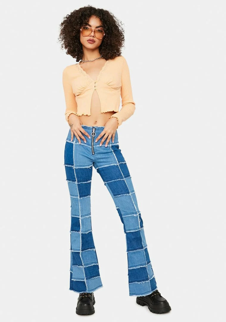 Budget π BDG Peach V-Neck Lace Cardigan Top Tops β€οΈ 3 BDG Peach V-Neck Lace Cardigan Top Tops