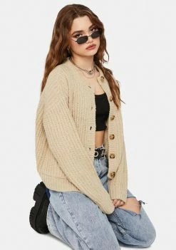 BDG Tops Melody Arran Crew Cardigan