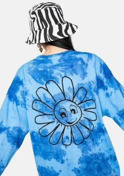 BDG Tie Dye Smiley Flower Long Sleeve Graphic Tee Tops