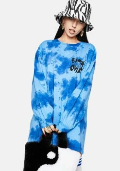 BDG Tie Dye Smiley Flower Long Sleeve Graphic Tee Tops