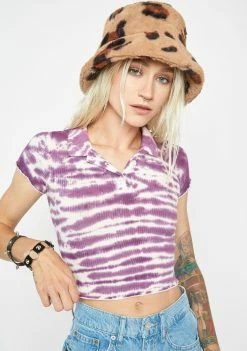BDG Tops Tie Dye Polo Crop Top