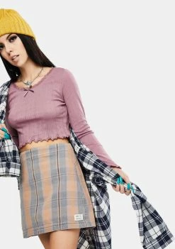 BDG Tops Lettuce Edge Pointelle Tee