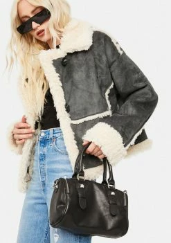 BDG Outerwear Faux Suede Shearling Jacket