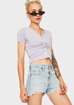 BDG Tops Drawstring V-Neck Tee