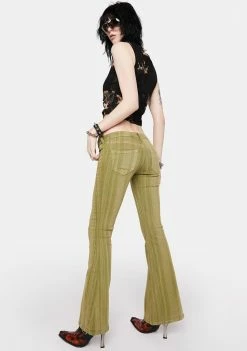 BDG Green Striped Flare Jeans