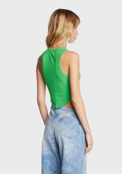 BDG Tank Crop Top Green Curved Hem Tank Top