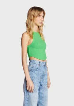 BDG Tank Crop Top Green Curved Hem Tank Top