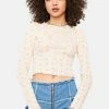 BDG Floral Lettuce Edge Long Sleeve Top Tops