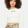 BDG Tops Embroidered Lace Trim Long Sleeve Tee