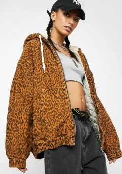 BDG Leopard Print Cord Skater Jacket Outerwear