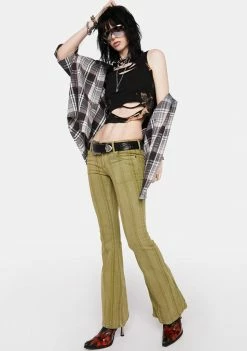 BDG Green Striped Flare Jeans