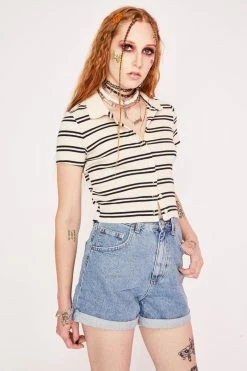 BDG Bottoms Blue Rolled Hem Denim Mom Shorts