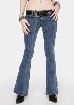 BDG Flares Blue Striped Flare Jeans