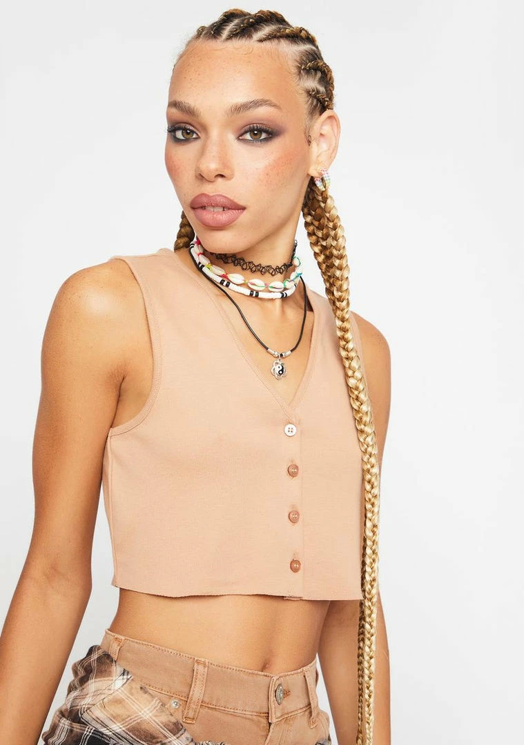 Cheap π BDG Tops Tawny Button Through Tank π 2 BDG Tops Tawny Button Through Tank