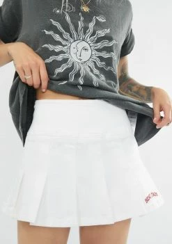 BDG White Twill Kilt Skirt