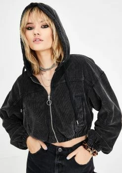 BDG Corduroy Cropped Hoodie Jacket