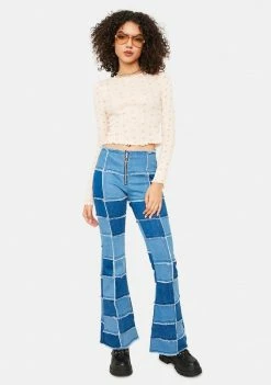 BDG Floral Lettuce Edge Long Sleeve Top Tops