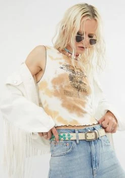 BDG Stone Tie Dye Lettuce Edge Tank Top Tops