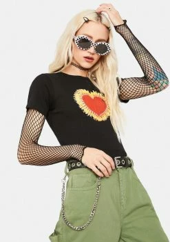BDG Flaming Heart Baby Tee