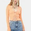 BDG Noori Lettuce Trim Tie Front Top Tops