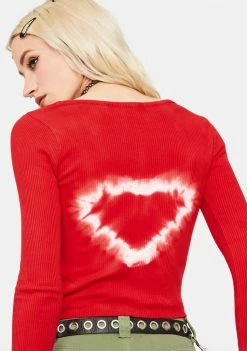 BDG Ribbed Heart Tie Dye Scoop Top Tops