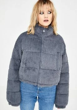 BDG Fluffy Corduroy Puffer Jacket