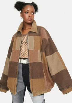 BDG Patchwork Cord Harrington Jacket