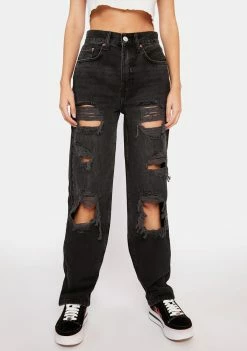 BDG Destroyed Black Denim Baggy Jeans Bottoms