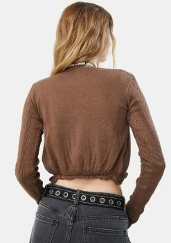 Deals βοΈ BDG Tops Mocha Pointelle Cardigan & Cami Twin Set π― 7 BDG Tops Mocha Pointelle Cardigan & Cami Twin Set