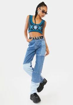 BDG Bottoms Mid Vintage Patchwork Mom Jeans