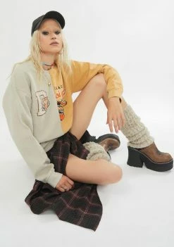 BDG Tops Spliced Alligators Crewneck Sweatshirt