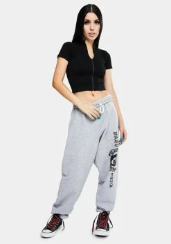 BDG Tops Ribbed Zip Through Funnel Neck