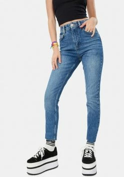 BDG Edie High Waist Raw Hem Skinny Jeans Bottoms
