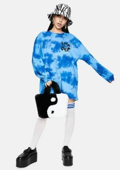 BDG Tie Dye Smiley Flower Long Sleeve Graphic Tee Tops