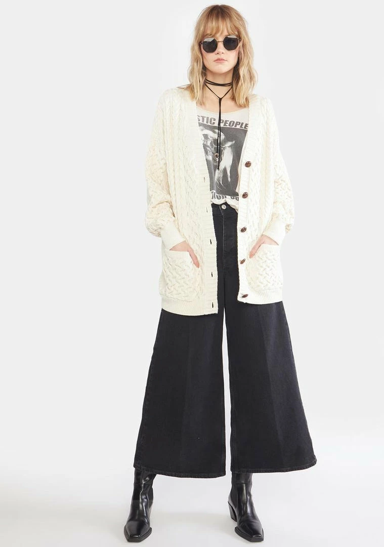 Best Sale ⭐ BDG Cream Arran Oversized Cardigan Tops ❤️ 3 BDG Cream Arran Oversized Cardigan Tops