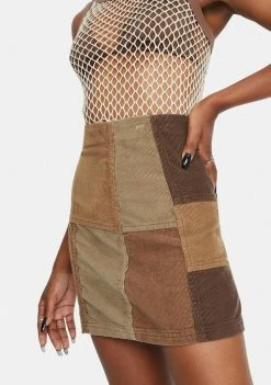 BDG Bottoms Cord Patchwork Pelmet Skirt