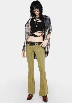 BDG Green Striped Flare Jeans