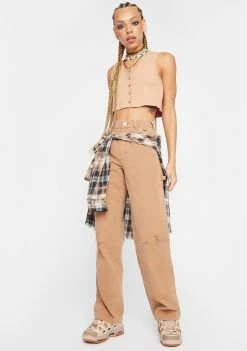 Cheap π BDG Tops Tawny Button Through Tank π 6 BDG Tops Tawny Button Through Tank